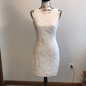 Badgley mischka white sequin dress